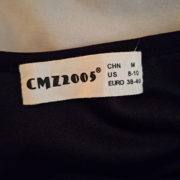 CMC2005 Women's Black Asymmetrical Slip Dress with Spaghetti Straps - Picture 8 of 11